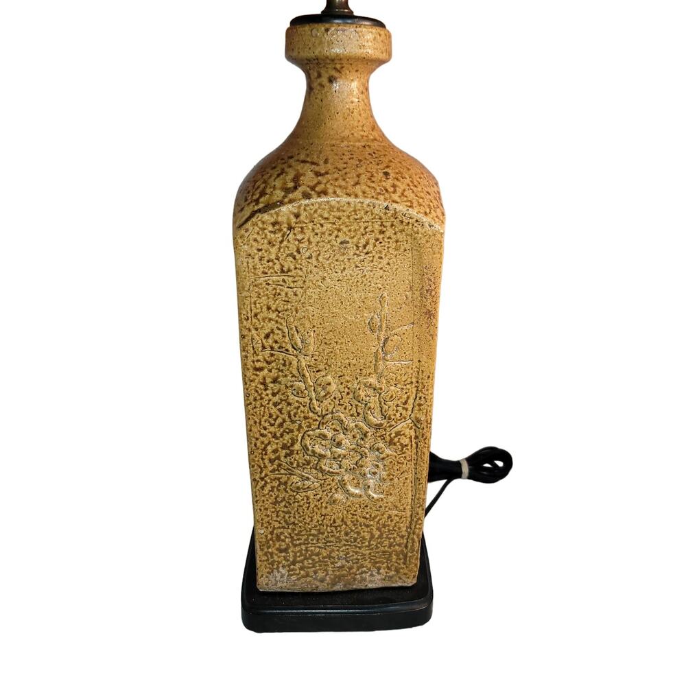 vintage Studio Art pottery brown thrown lamp light Signed Mary Martin 2001